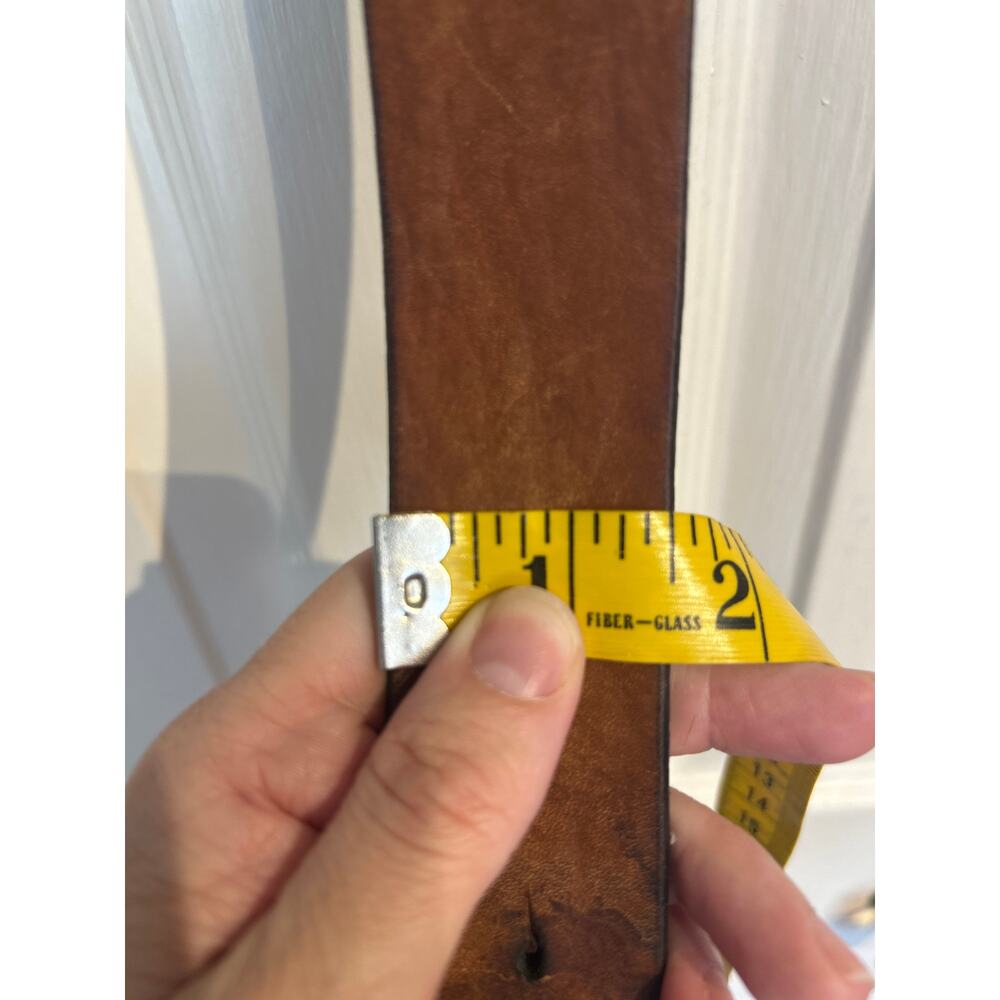 Round Heavy Brass Cross Buckle with Brown Leather Belt - Picture 7 of 10